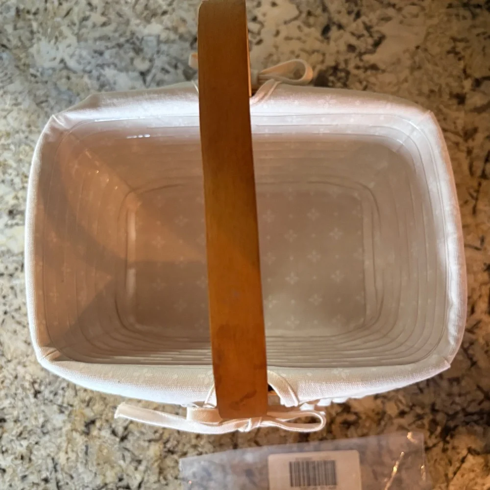 Longaberger 1997 Tan Woven Basket with Cream Lining & Protective Plastic Insert
